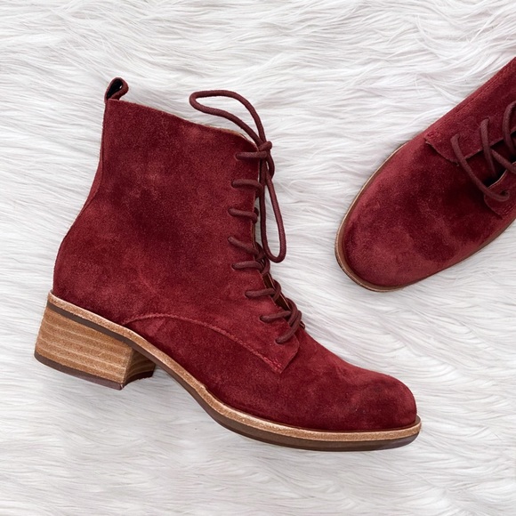 KorkEase Shoes Korkease Red Suede Lace Up Combat Boots Booties